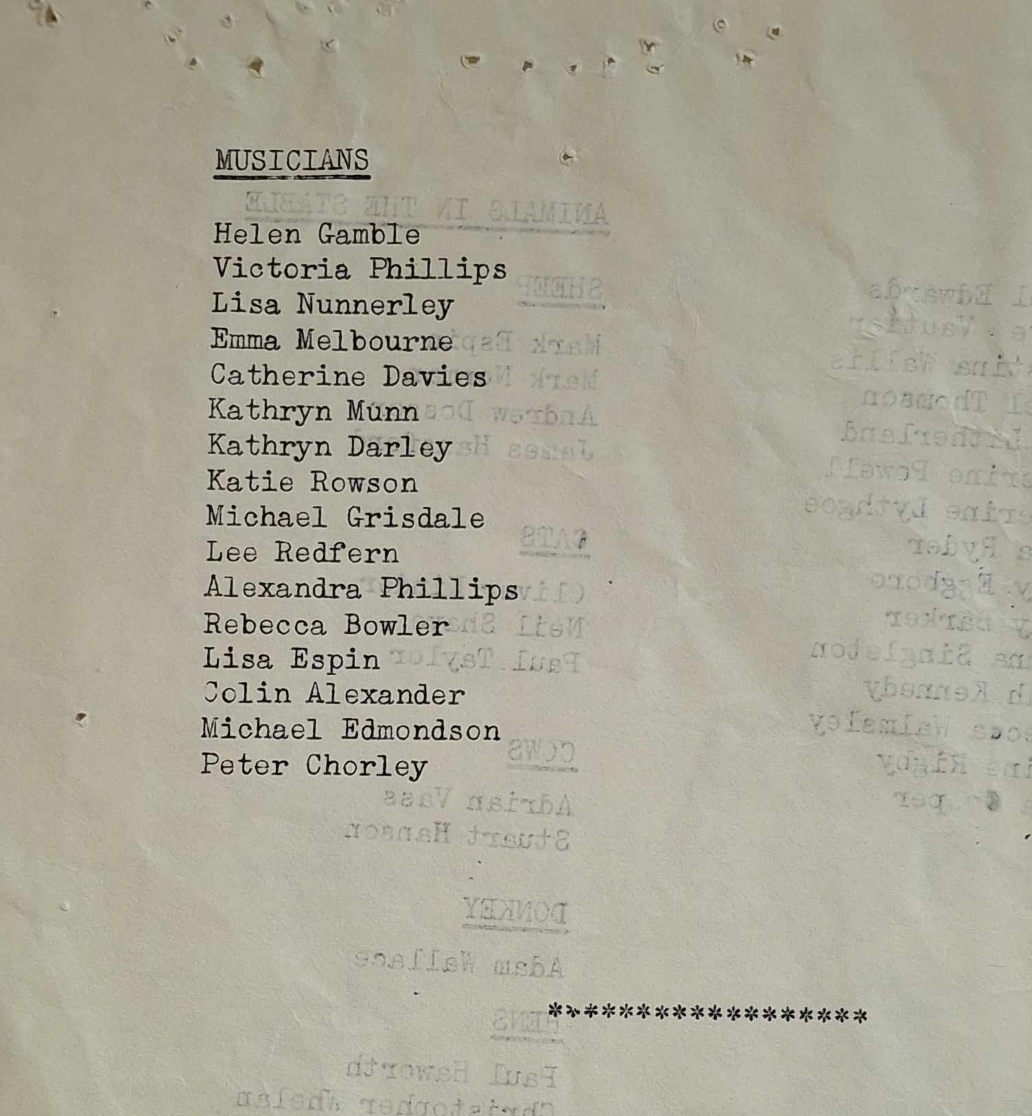 the musicians for the show